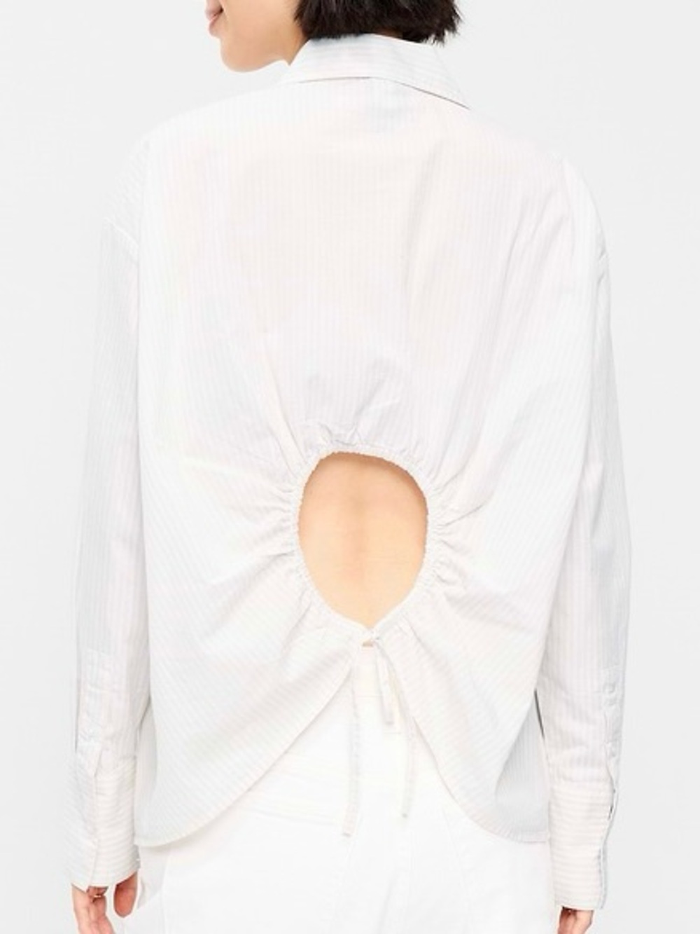 Old Navy Tie-Back Open-Back Button-Down Shirt Neutral Stripe Women’s M
